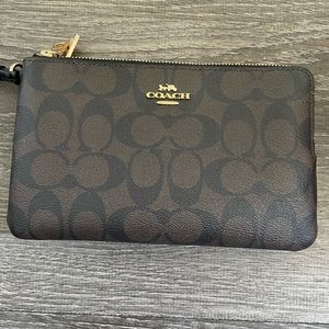 Coach double zip wristlet wallet
